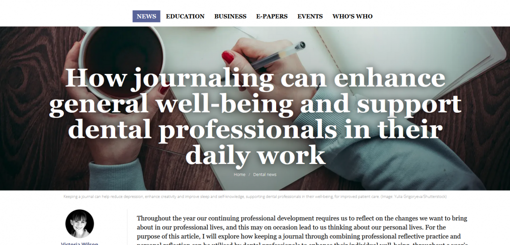 How journaling can enhance general well-being and support dental professionals in their daily work