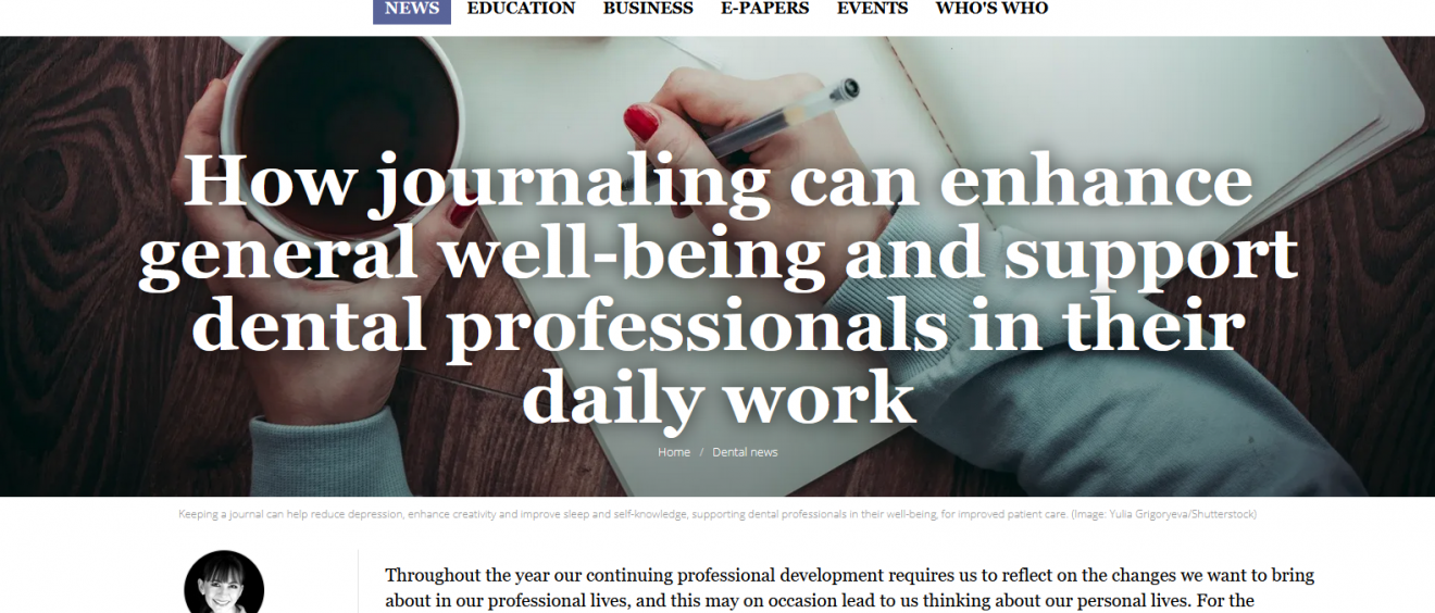 How journaling can enhance general well-being and support dental professionals in their daily work